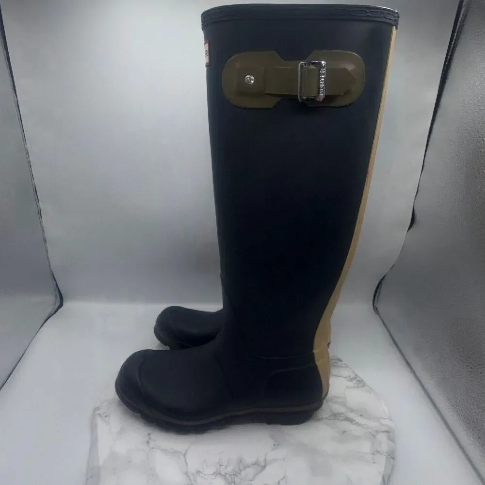 HUNTER ORIGINAL Black Contrast Tall Boots-7M